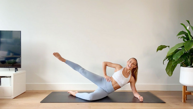 A five-minute low-impact lower body pilates workout