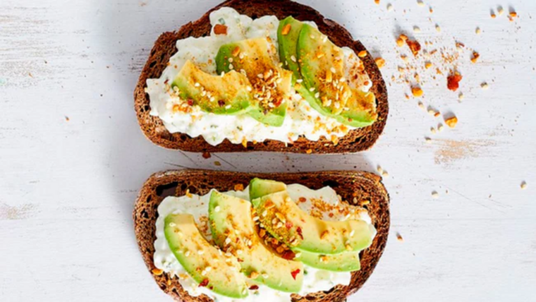 Up your breakfast game with this cottage cheese, zesty avo and dukkha toast