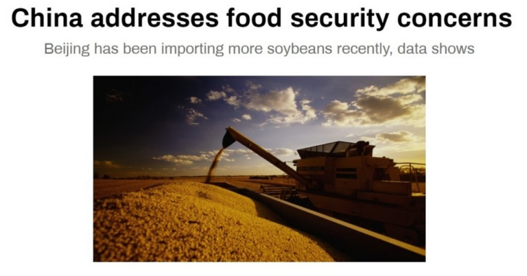 China is stockpiling food in preparation of looming food shortages while US increases exports