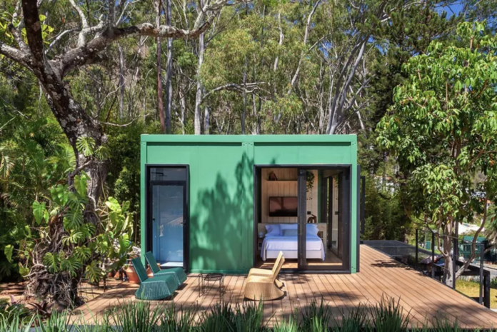 Vibrant modular micro-dwelling made with shipping containers