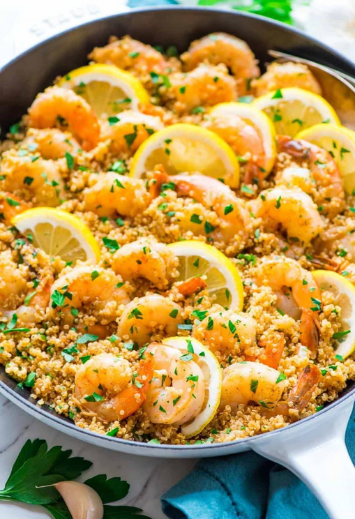 Healthy garlic shrimp with quinoa