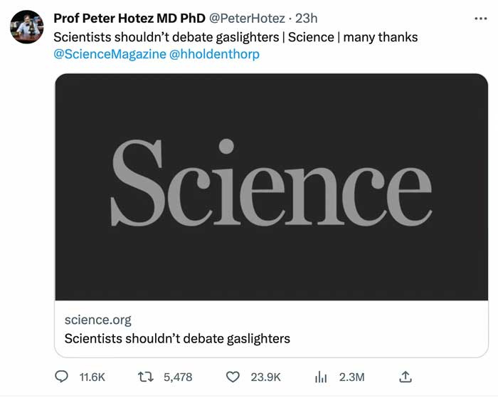 peter hotez tweet gaslighters