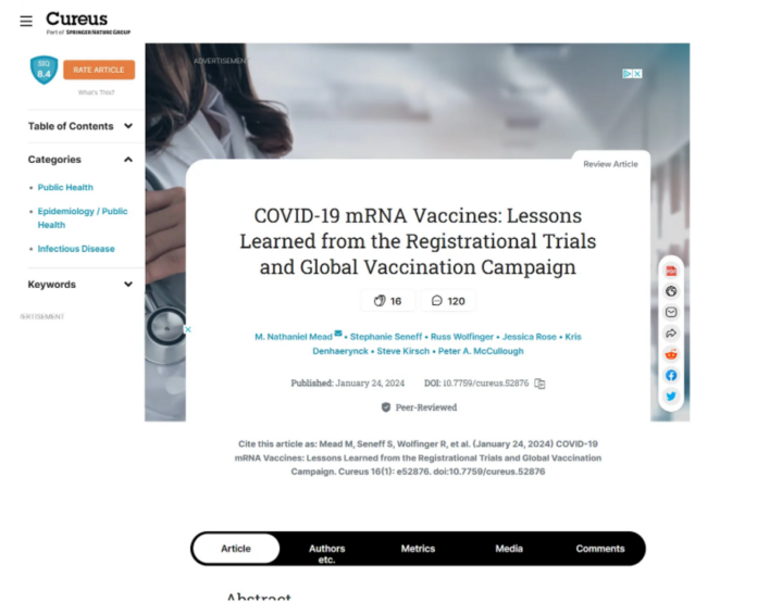 Our paper critical of the COVID vaccines will be retracted by Cureus!