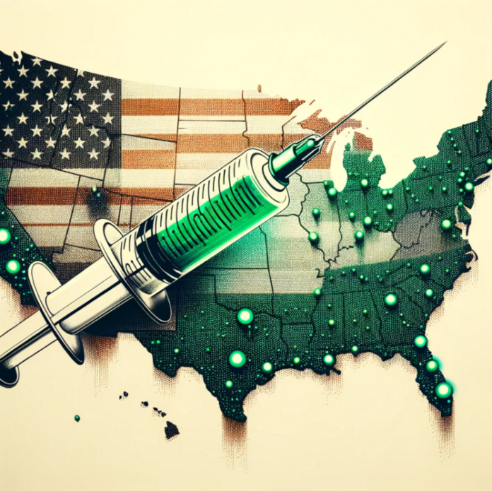 50% of all children in the US get their vaccines…where?